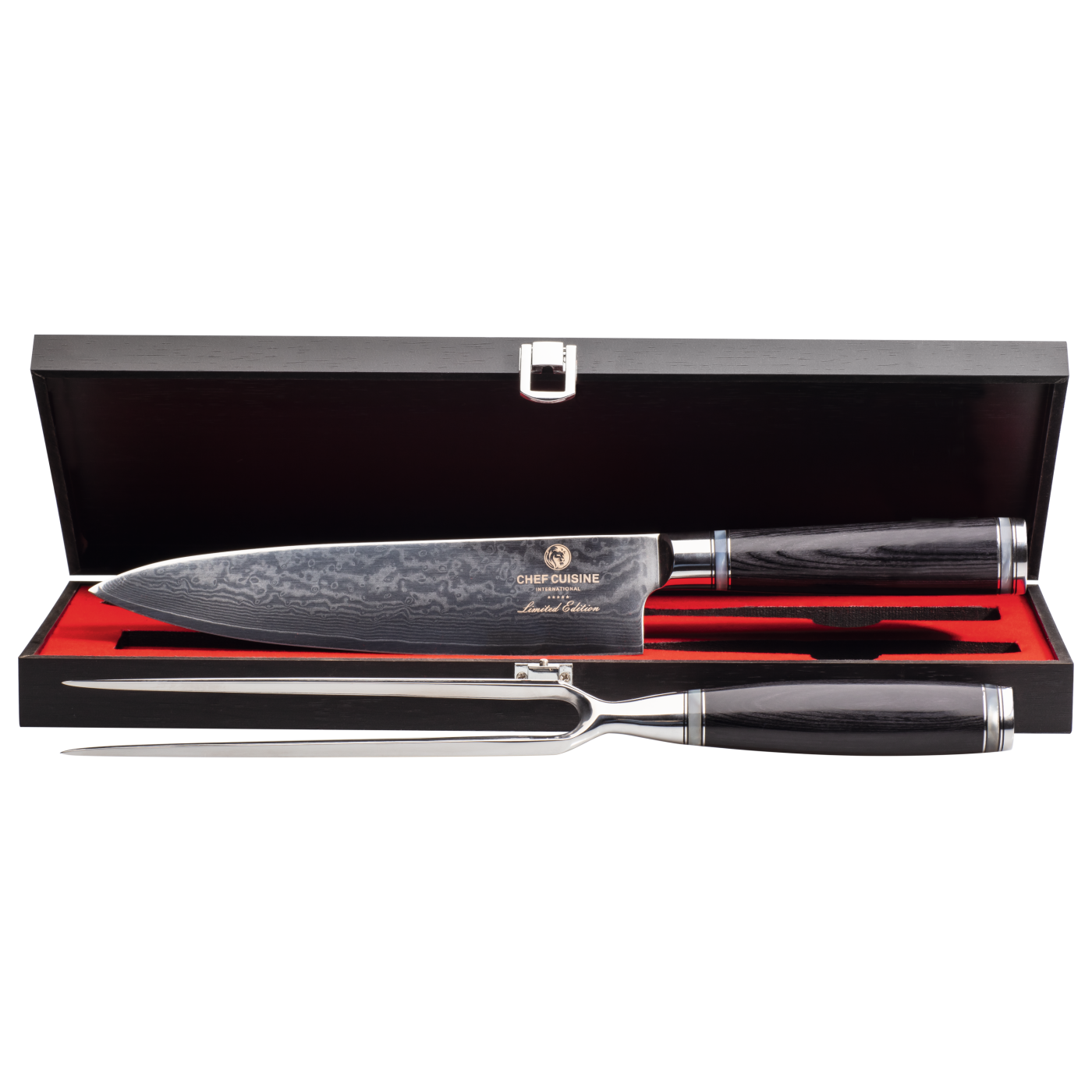 CHEF CUISINE Damast Tranchier Set, 3-tlg. Pakkaholz