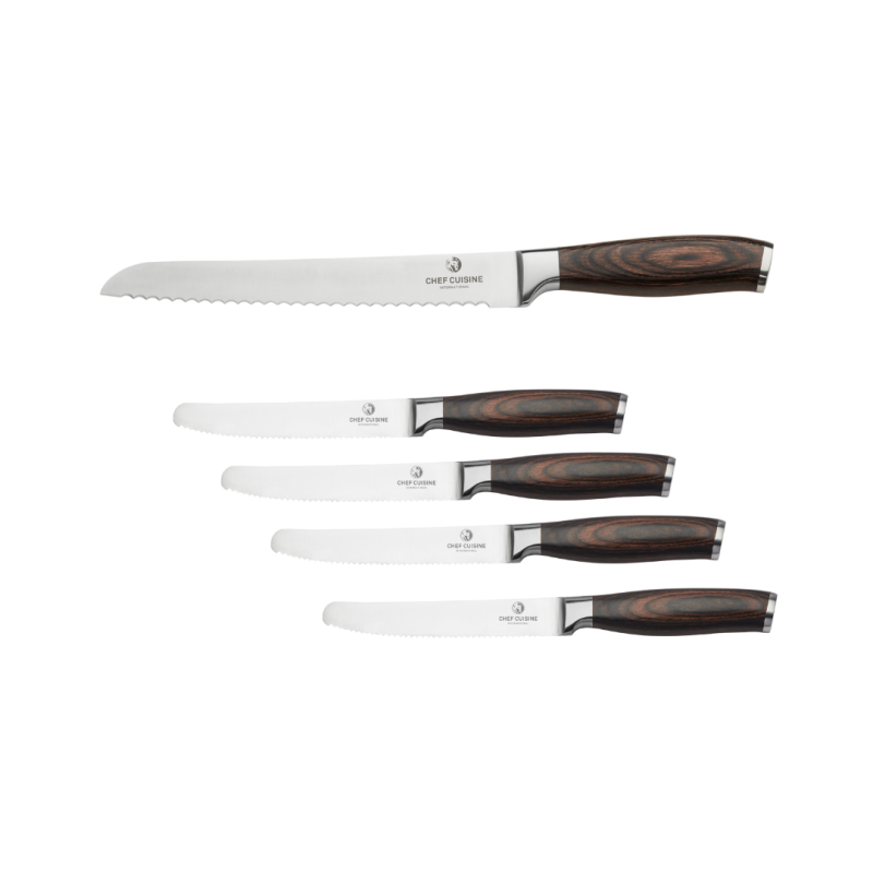 CHEF CUISINE Frühstücksmesser Set mit Griff aus Pakkaholz, 5-tlg.