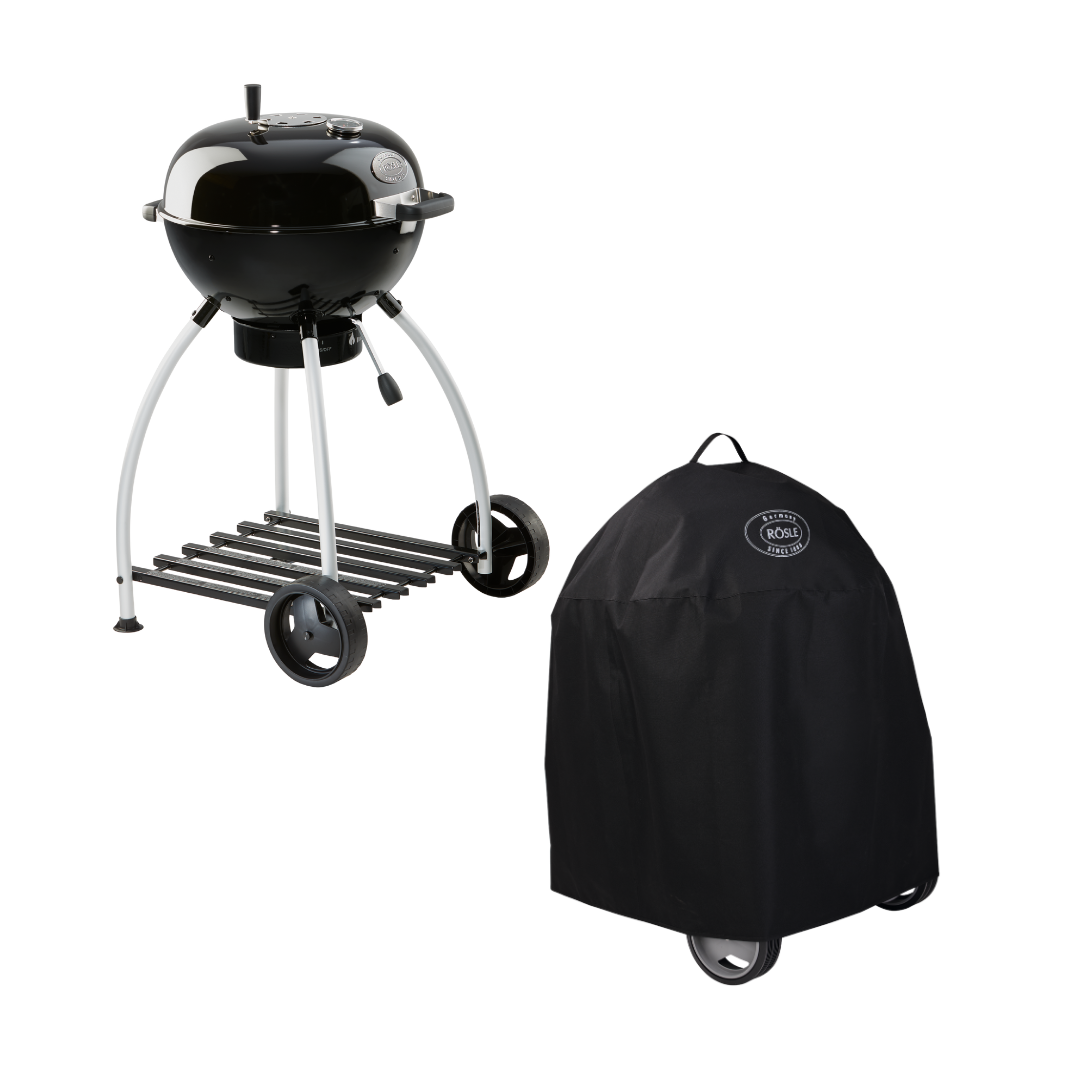 Rösle Holzkohle-Kugelgrill No.1 Sport F50 schwarz (Ø 50 cm) + Abdeckhaube