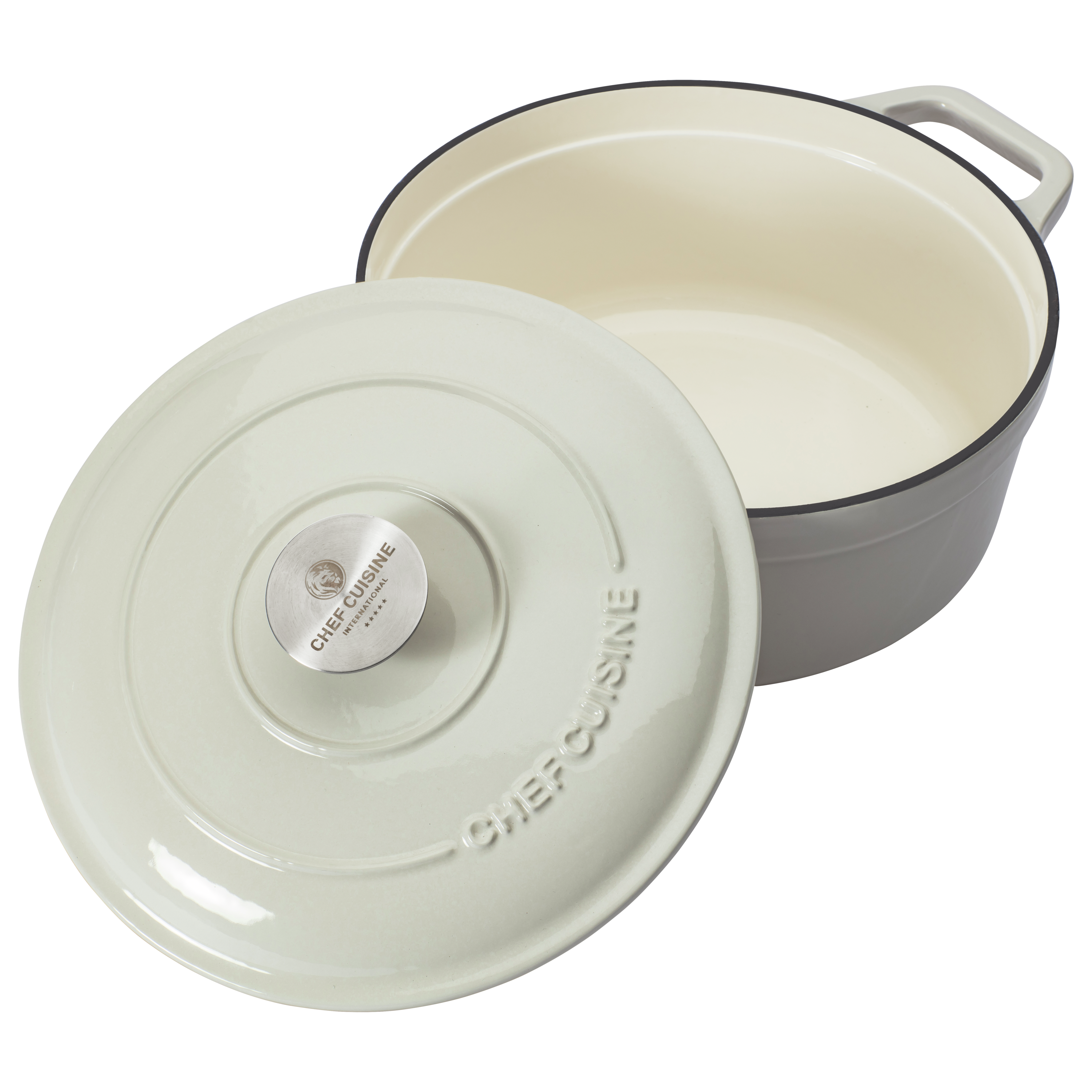 CHEF CUISINE Gusseiserner Bräter Ø 24 cm creme – Bild 1