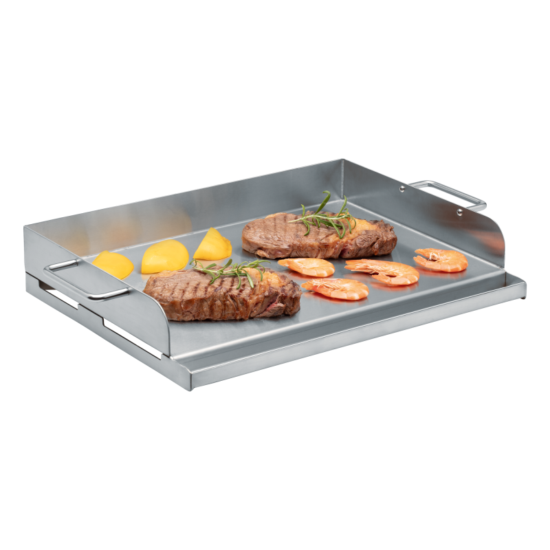 CHEF CUISINE BBQ Plancha Grillplatte aus Edelstahl mit Saftrinne