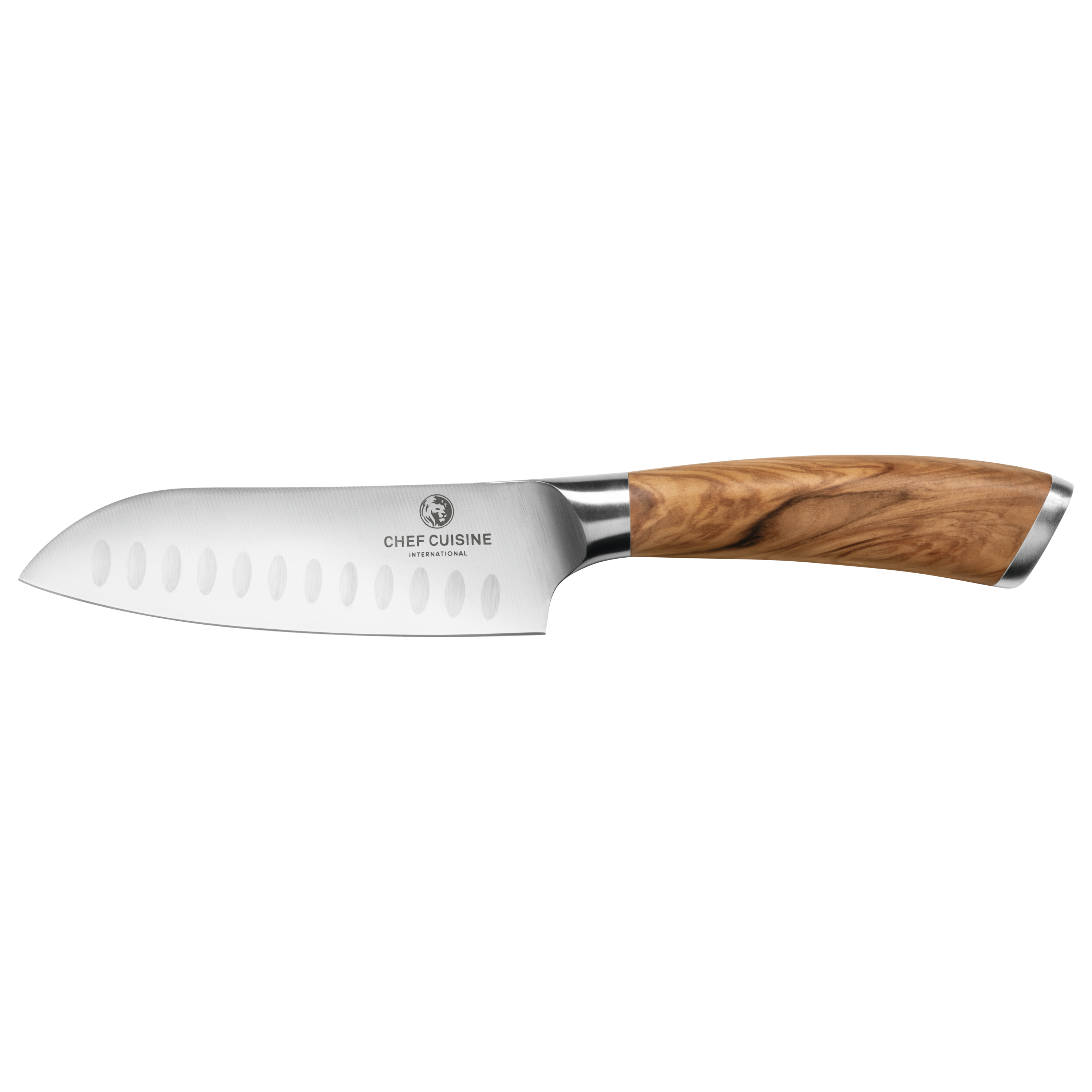 CHEF CUISINE Santoku Messer mit Griff aus Olivenholz, 13 cm – Bild 1